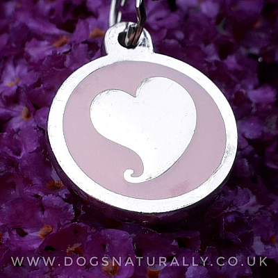 Pink/Silver Heart Dog ID Tag (3x Sizes)